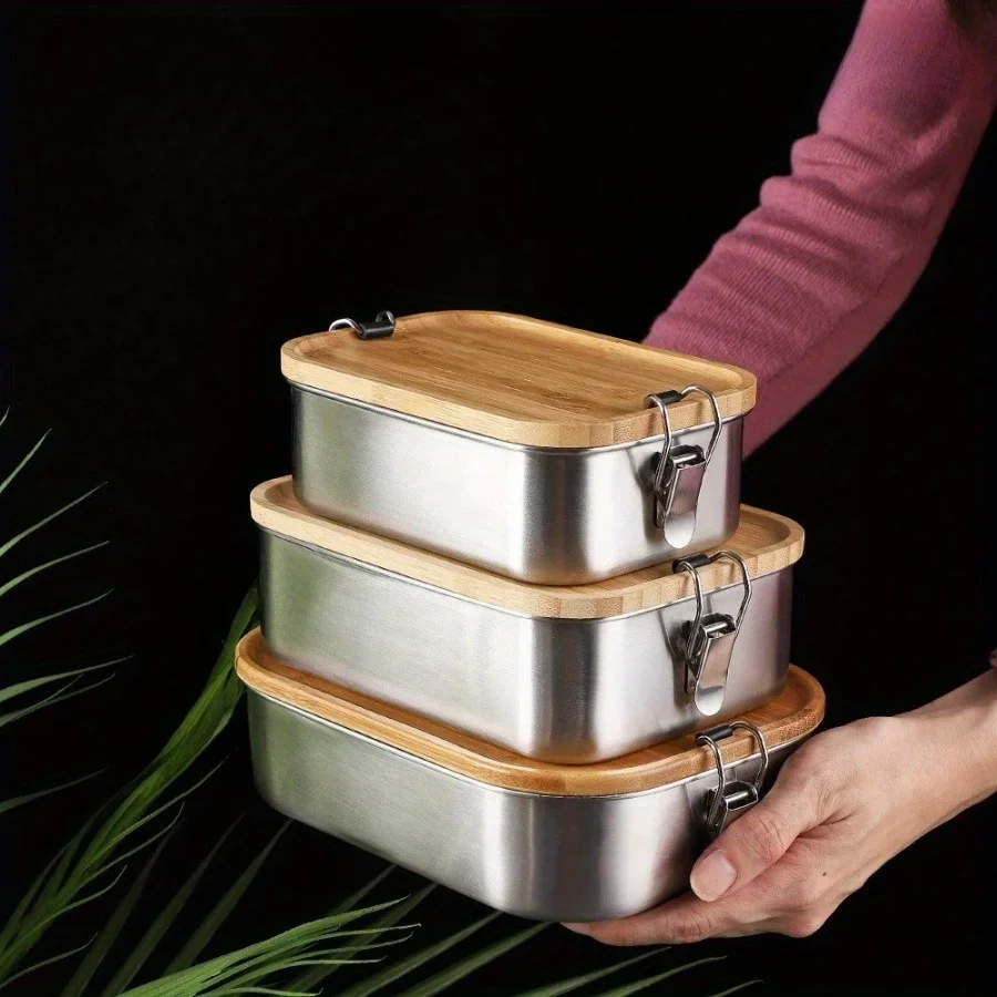 Food Storage Meals - New 304 Stainless Steel Bamboo Lid