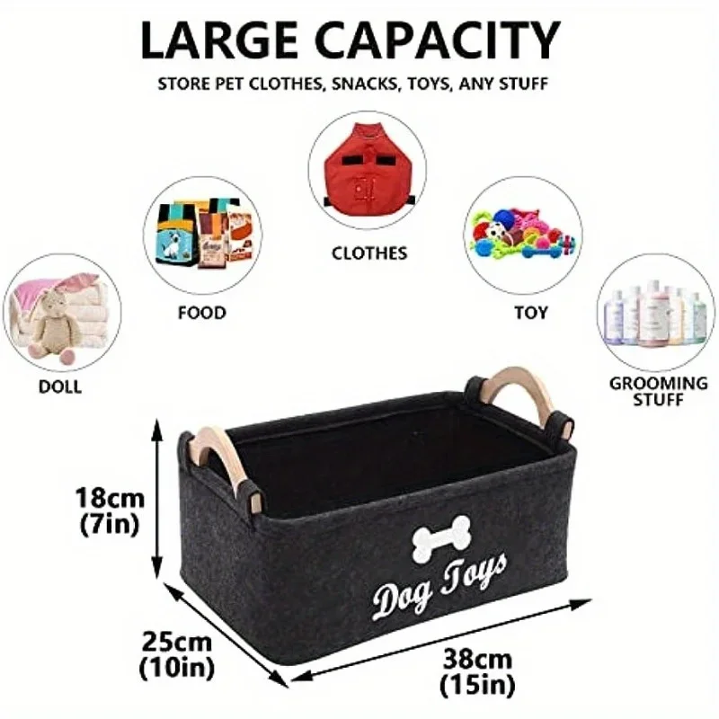 1pc Felt Pet Toy Box, Dog Toy  - Food Storage With Dividers review and price