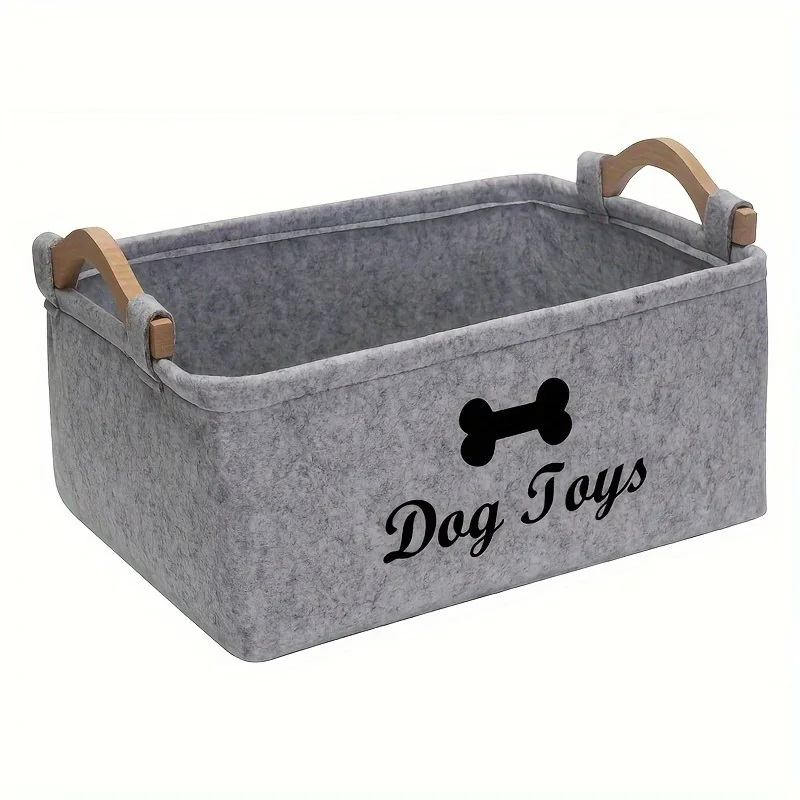 1pc Felt Pet Toy Box, Dog Toy  - Food Storage With Dividers review and price